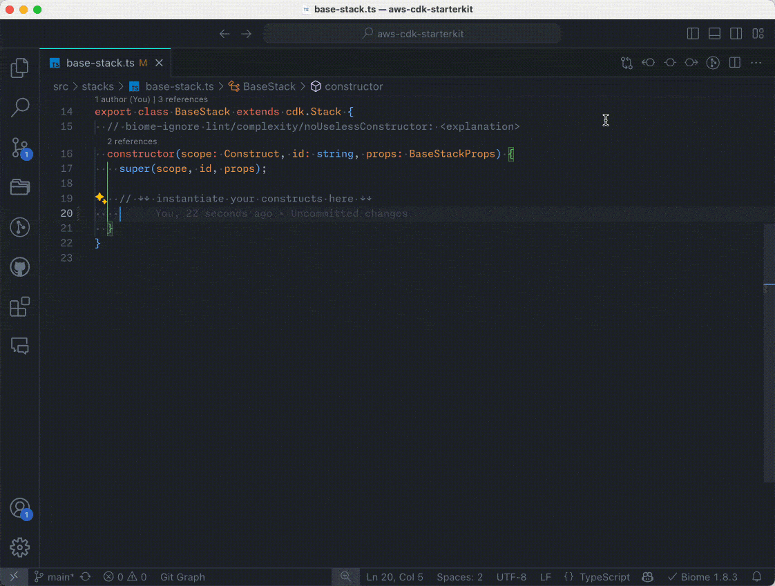 AWS CDK Construct Snippets VS Code extension example