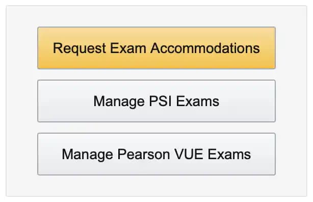 Certmetrics request exam accommodation button