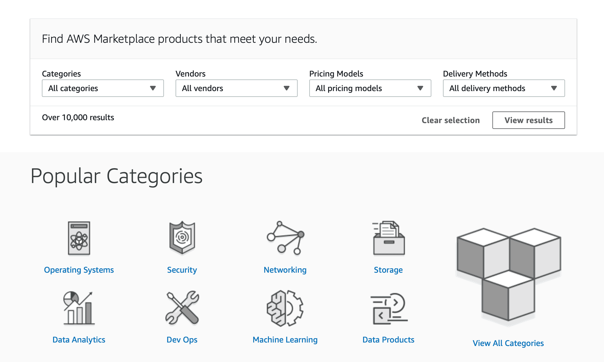 AWS Marketplace Search Page