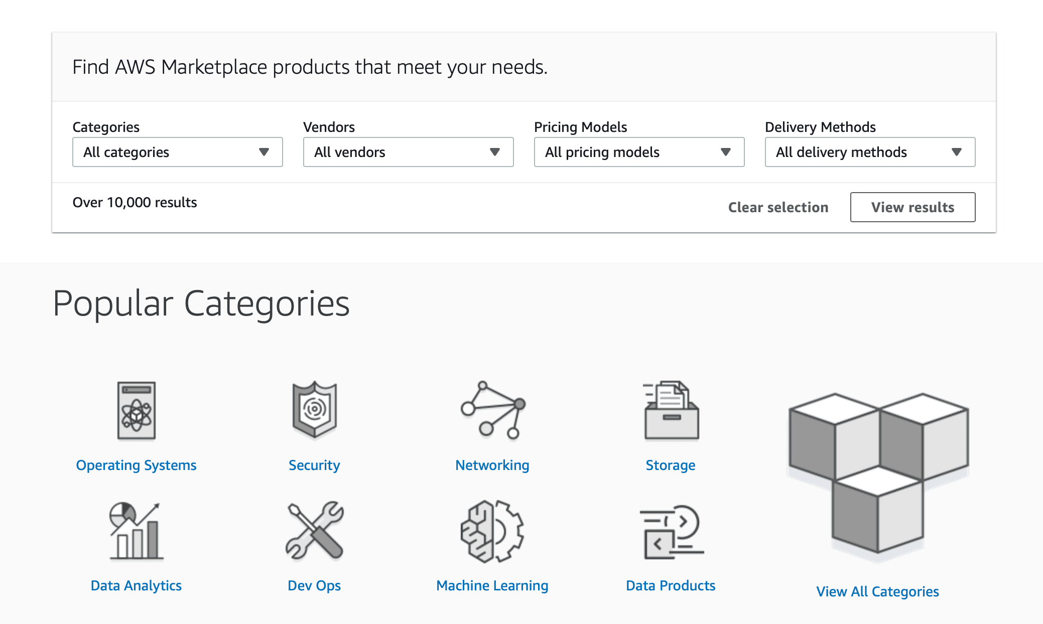 AWS Marketplace Search Page
