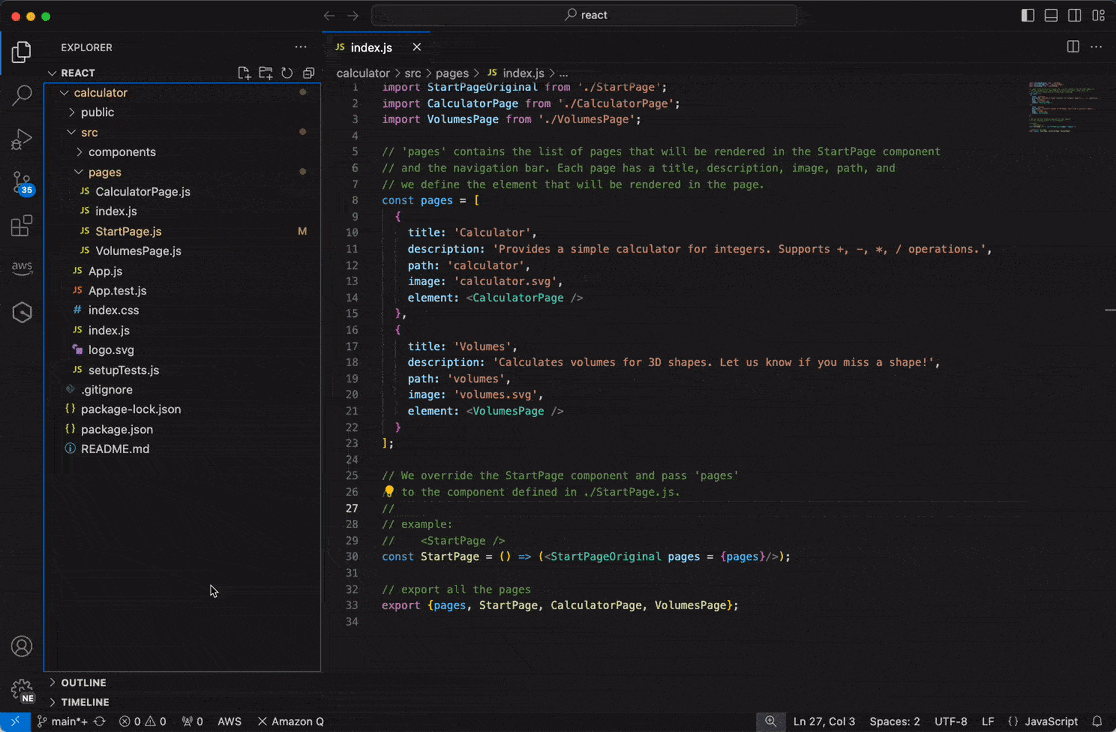 Example of the AWS Toolkit VS Code extension