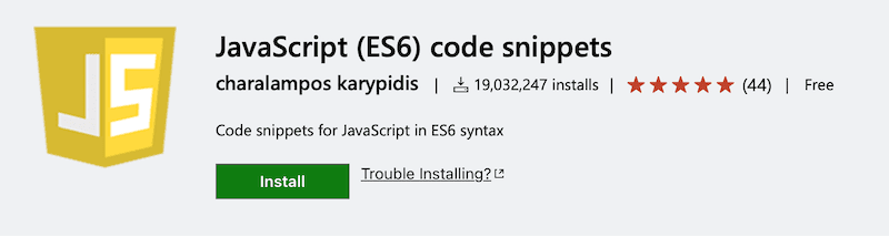 JavaScript code snippets VS Code extension