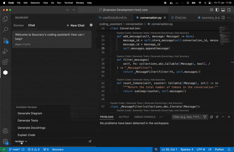 Python sourcery vscode extension demo
