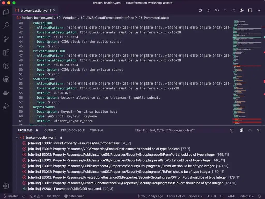 Broken CloudFormation template example