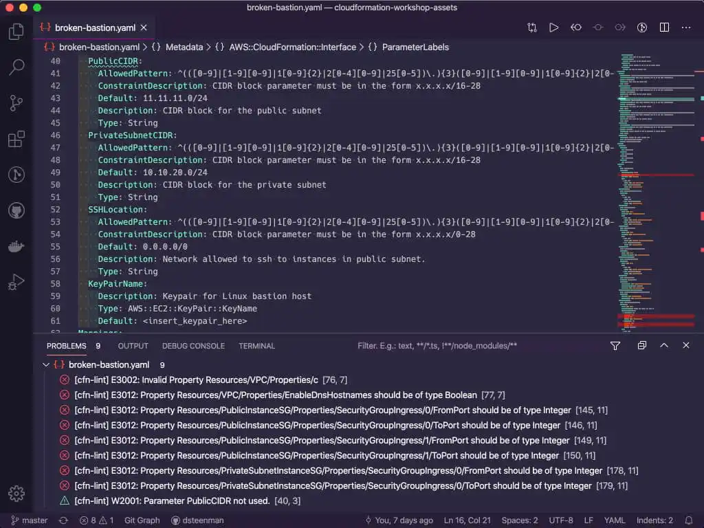 Broken CloudFormation template example