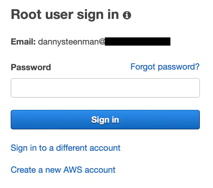 Root user sign in AWS console forgot password